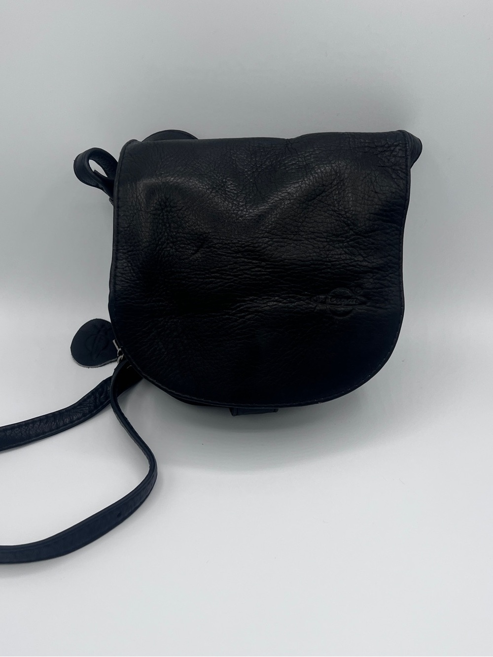 Vintage 1990’s Classic Black Leather Crossbody Bag Made in Bogota Columbia